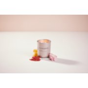 chesapeake bay candle intentions collection be thoughtful peony rose medium two wick jar candle surrounded by berries, pink petals, and honey in a pastel pink backdrop image number 6