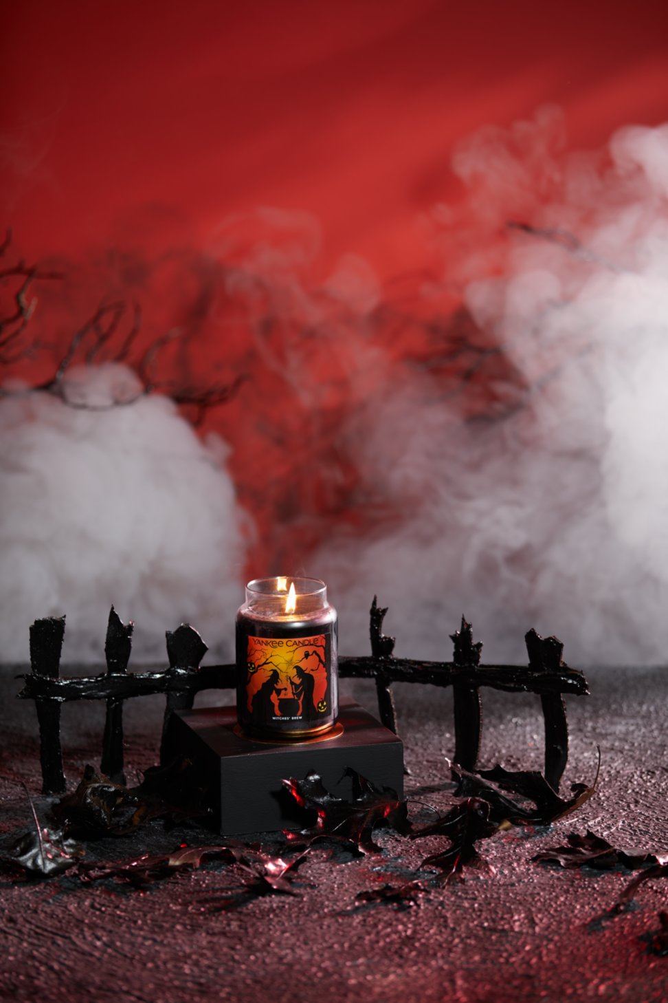 Witches Brew Candle and halloween scene