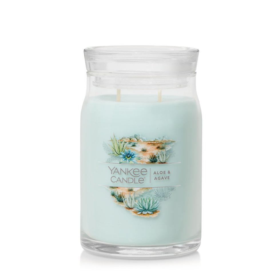 aloe and agave signature large jar candle with lid