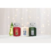 three festive original large jar candles with glass tree and snowy surface image number 4