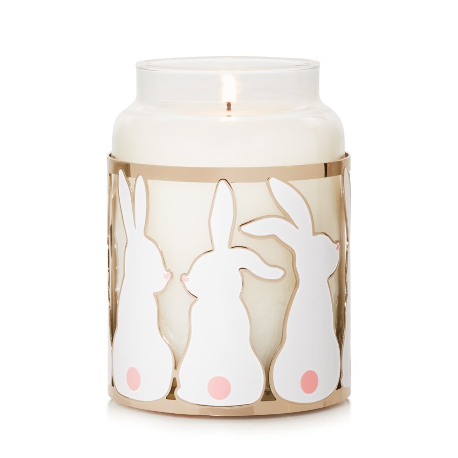 bunnies metal jar candle holder