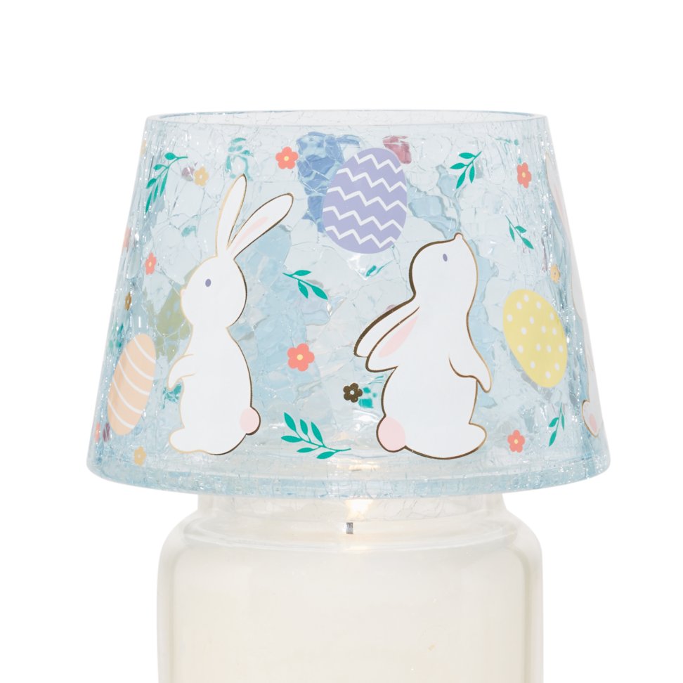 Bunnies Glass Candle Shade on a white original large jar candle
