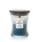 soft chambray and at the beach and tropical oasis medium hourglass trilogy candle image number 1