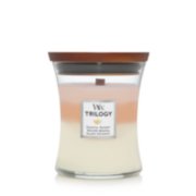 coastal sunset and seaside mimosa and island coconut medium hourglass trilogy candle