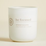 chesapeake bay candle intentions collection be focused peppermint eucalyptus medium two wick candle in a pastel yellow backdrop image number 1