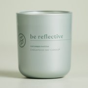 chesapeake bay candle intentions collection be reflective cucumber matcha medium two wick candle in a pastel teal backdrop image number 1