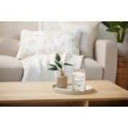 wooden living room table with small plant in vase image number 6