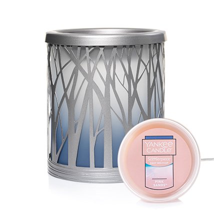 Twilight Forest Scenterpiece® Wax Warmer with timer and a Pink Sands™ Scenterpiece® Easy MeltCup