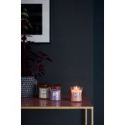 woodwick almond and tonka bean, amethyst and amber, and pressed blooms patchouli mini hourglass candles image number 4
