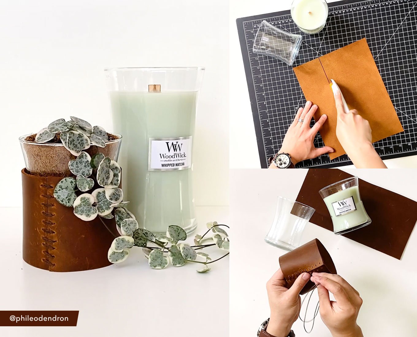 How to Make Leather Wrapped Candle Hurricanes, Thrifty Decor Chick