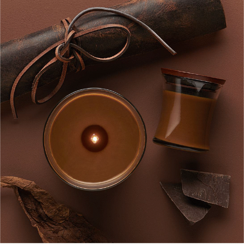 leather and chocolate scented candles