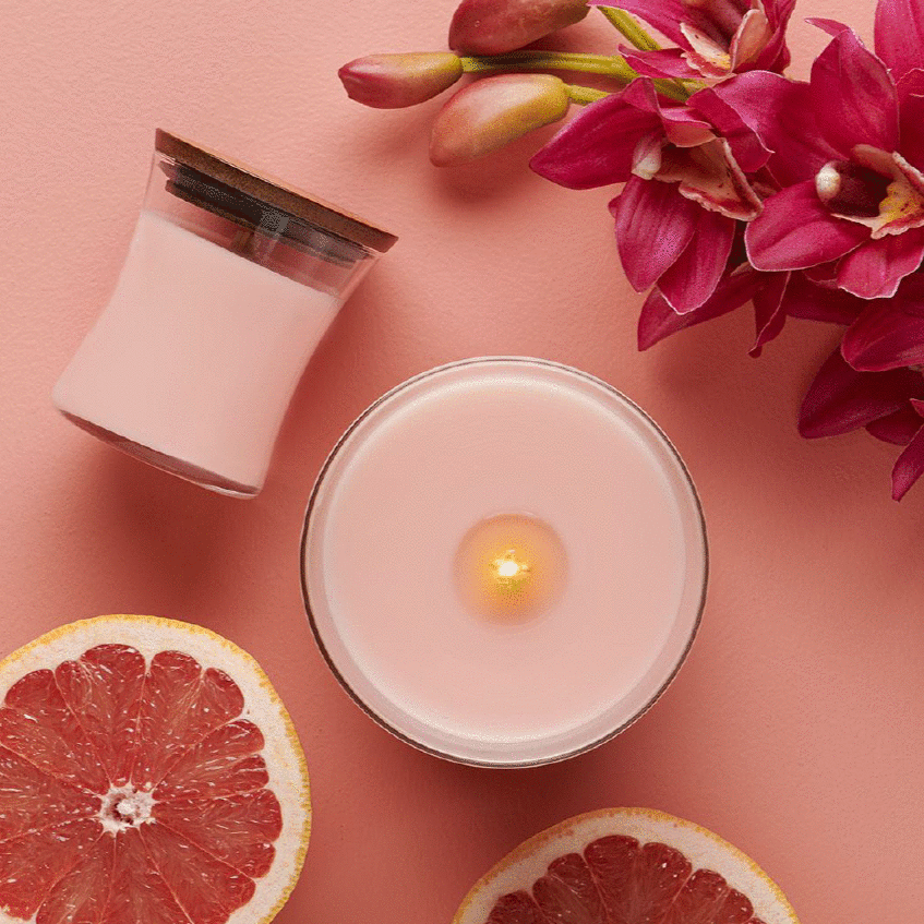 floral and citrus scented candles