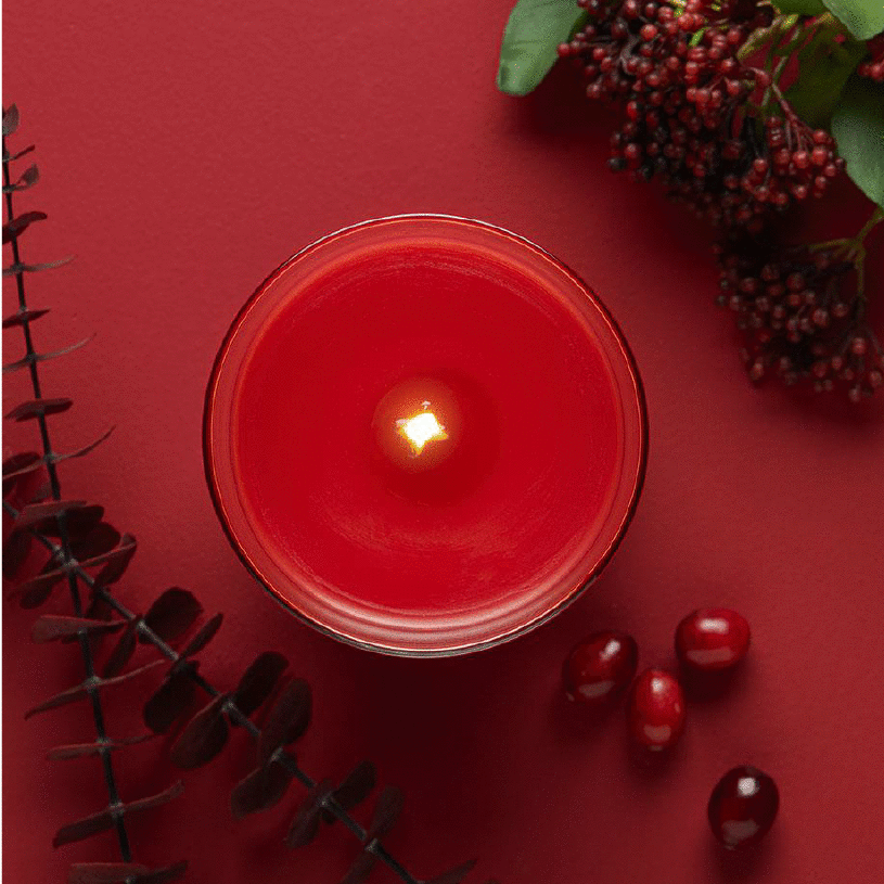 berry scented lit candle