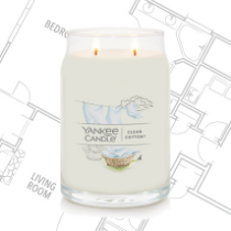 clean cotton large jar candle on house blueprint