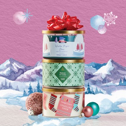 colorful yankee holiday candle stack