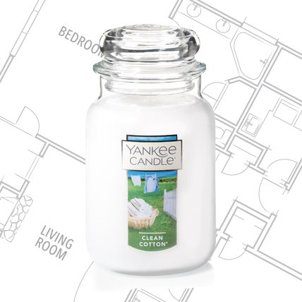 clean cotton original large jar candle on house blueprint
