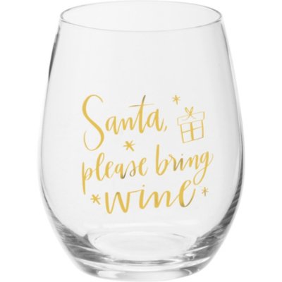 Santa, Please Bring Wine Stemless Wine Glass